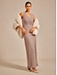 cheap Winter Coats-Women's Winter Coat Warm Shawl Scarf Elegant Formal Daily Lapel Oversized Half Sleeve Outerwear White Fall Winter