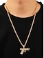 abordables Joyas para hombres-Collar con colgante de aleación para hombre con diseño de pistola de diamantes de imitación, cadena de joyería brillante de hip hop, accesorio de moda para fiestas, conciertos y ropa urbana.