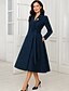 baratos Comprimento do chá-Vestido de festa de comprimento de chá em linha A vestido de coquetel vestido de convidada de casamento vestido para mãe da noiva manga longa colarinho de camisa elegante minimalista formal com