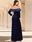 ieftine Lungimea podelei-Rochie lungă de invitată la nuntă tip sheath column rochii formale rochie de seară rochie pentru mama miresei cu mânecă lungă off shoulder elegantă vintage petrecere cu paiete