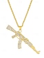 abordables Joyas para hombres-Collar con colgante de aleación para hombre con diseño de pistola de diamantes de imitación, cadena de joyería brillante de hip hop, accesorio de moda para fiestas, conciertos y ropa urbana.