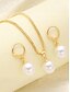 abordables Collier pour femme-Ensemble collier et boucles d'oreilles en fausses perles pour femme avec accents dorés, bijoux de Noël élégants pour les fêtes de fin d'année