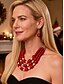 billige Kvinders halskæde-Dame Unisex Halskæde Ørering Gul Rød Blå Legering Jul Elegant Årgang Rund