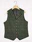 billige Casual dragter-herre tweedvest med hakrevers mode forår seks knapper vintage komfortabel ensfarvet enkeltradet v-hals normal pasform grøn kaki blå lysegrå mørkegrå