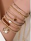 economico Bracciale da donna-set di braccialetti a strati con perline bohémien da donna: braccialetti multifilo in oro e marrone con accenti a forma di cuore e ciondolo, gioielli alla moda per feste, festival e uso quotidiano