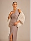 cheap Winter Coats-Women's Winter Coat Warm Shawl Scarf Elegant Formal Daily Lapel Oversized Half Sleeve Outerwear White Fall Winter
