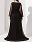 ieftine Lungimea podelei-Rochie pentru invitată la nuntă lungime A-line rochii formale rochie de seară rochie pentru mama miresei cu mânecă lungă decolteu rotund elegantă vintage rochie de petrecere din spandex chiffon cu