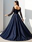 abordables Largo del piso-Vestido de invitada de boda de línea A de largo vestido formal vestido de gala vestido de madre de la novia de manga larga cuello cuadrado elegante vintage lujoso formal con lentejuelas