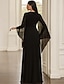 abordables Longueur du plancher-Robe de invitée de mariage longueur sol en A robes formelles robe de soirée robe de mère de la mariée à manches longues décolleté rond élégante vintage luxueuse avec des cristaux sequins