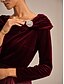 baratos Blusas Elegantes-Natal Mulheres Tops elegantes Franzido Elegante Manga Longa Gola Redonda Decote Canoa Tops regulares Festa de Noite Traje para coquetel Vinho Primavera Outono Inverno