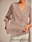 billige Enkle bluser-Dame Bluse binde foran Metallisk Elegant Langærmet V-hals Almindelige toppe Bryllupsgæst Date Night Outfits Cocktail påklædning Lyserød Sommer Forår Efterår Vinter