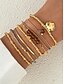 economico Bracciale da donna-set di braccialetti a strati con perline bohémien da donna: braccialetti multifilo in oro e marrone con accenti a forma di cuore e ciondolo, gioielli alla moda per feste, festival e uso quotidiano