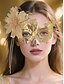 billige Maskerade tilbehør-Kvinders guld filigran maskerademaske med blomster- og perledetaljer til julefest og bal &amp;skoleballet