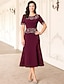 preiswerte Knöchellänge-Meerjungfrauenschnitt Knöchellänge Partykleid Cocktailkleid Kleid für Hochzeitsgäste Brautmutterkleid Halbarm Rundhalsausschnitt Elegant Formell Formeller Abend Hochzeitsfeier mit Stickerei