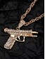 abordables Joyas para hombres-Collar con colgante de aleación para hombre con diseño de pistola de diamantes de imitación, cadena de joyería brillante de hip hop, accesorio de moda para fiestas, conciertos y ropa urbana.