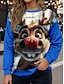 billige Julegensere og -gensere-Julekvinnes Rensdyr Pullover Grafisk Dyr Varm Klassisk Casual Langermet Crew Neck Vanlige Topper Hjem Gate Daglig bruk Trykk Rød Blå Grønn Mørk Blå Høst Vinter