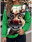 billige Julegensere og -gensere-Julekvinnes Rensdyr Pullover Grafisk Dyr Varm Klassisk Casual Langermet Crew Neck Vanlige Topper Hjem Gate Daglig bruk Trykk Rød Blå Grønn Mørk Blå Høst Vinter