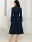 baratos Comprimento do chá-Vestido de festa de comprimento de chá em linha A vestido de coquetel vestido de convidada de casamento vestido para mãe da noiva manga longa colarinho de camisa elegante minimalista formal com