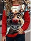 billige Julegensere og -gensere-Julekvinnes Rensdyr Pullover Grafisk Dyr Varm Klassisk Casual Langermet Crew Neck Vanlige Topper Hjem Gate Daglig bruk Trykk Rød Blå Grønn Mørk Blå Høst Vinter