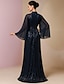 economico Lunghezza del pavimento-Abito da Invitata al Matrimonio A-Line Lunghezza Piena Abiti Formali Abito da Gala Serale Abito per Madre della Sposa Maniche Lunghe Collo Alto Elegante Vintage Brillante e Splendente Spandex con
