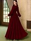 economico Lunghezza del pavimento-Abito da matrimonio lungo A-Line per ospiti abiti formali da sera abito da cerimonia per la madre della sposa con maniche lunghe scollo a V elegante vintage da festa con pieghe perline paillettes
