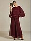 voordelige Chique Blouses-Dames Kanten overhemd Blouse Geklede topjes Chiffon-topjes Asymetrische zoom Effen Kleur Bloemig Elegant Stijlvol Casual Halve mouw Flutter mouw Boothals Normale tops Dagelijks Werk Bruiloft gast Wijn