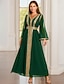 economico Lunghezza del pavimento-Abito da invitata di matrimonio a linea A di lunghezza fino al pavimento Abiti formali Abito da sera Abito per la madre della sposa a maniche lunghe scollatura a V elegante vintage lussuoso in