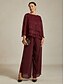 voordelige Chique Blouses-Dames Kanten overhemd Blouse Geklede topjes Chiffon-topjes Asymetrische zoom Effen Kleur Bloemig Elegant Stijlvol Casual Halve mouw Flutter mouw Boothals Normale tops Dagelijks Werk Bruiloft gast Wijn