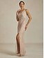 preiswerte Chiffonkleider-Damen Maxikleid Etui-Kleid Chiffonkleid Wickelkleid Elegant Formell Cocktail Abendgesellschaft Hochzeitsgast Cocktailparty Plissiert Glitzer Asymmetrisch Normale Passform Einfarbig Ärmellos V