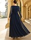 baratos Comprimento do chão-Vestido de convidada de casamento longo em A vestidos formais vestido de gala vestido para mãe da noiva com mangas longas e gola em V elegante vintage plus size lantejoulas com bordados