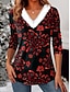 levne květinové tričko-Dámské Tunika Tónované Květinový Grafika Vinobraní stylové Klasické Dlouhý rukáv Do V Běžné topy Denní Slátanina Tisk Žlutá Rubínově červená Vodní modrá Fialová Trávová zelená Podzim Zima
