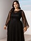 ieftine Lungimea podelei-Rochie pentru invitată la nuntă lungime A-line rochii formale rochie de seară rochie pentru mama miresei cu mânecă lungă decolteu rotund elegantă vintage rochie de petrecere din spandex chiffon cu