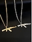 abordables Joyas para hombres-Collar con colgante de aleación para hombre con diseño de pistola de diamantes de imitación, cadena de joyería brillante de hip hop, accesorio de moda para fiestas, conciertos y ropa urbana.