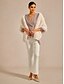 billige Enkle bluser-Dame Bluse binde foran Metallisk Elegant Langærmet V-hals Almindelige toppe Bryllupsgæst Date Night Outfits Cocktail påklædning Lyserød Sommer Forår Efterår Vinter
