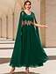 preiswerte Bodenlänge-A-Linie Bodenlang Abendkleid Langarm V Ausschnitt Elegant Vintage Party Chiffon Polyester Brautmutterkleid mit Stickerei