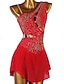 cheap Figure Skating Dresses-Figure Skating Dress Women's Girls' Ice Skating Dress Outfits White Dark Navy Red Flower Open Back Mesh Spandex High Elasticity Professional Competition Skating Wear Handmade Classic Crystal