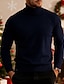 tanie sweter męski sweter-Męskie Świąteczny sweter Świąteczne swetry Sweter z golfem Sweter świąteczny Sweter sweter Prążkowany Robić na drutach Zwykłe topy Dzianiny Podstawowy Równina Golf Zatrzymujący ciepło Współczesny