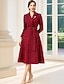 ieftine Lungimea ceaiului-Rochie de petrecere lungime ceai A-Line Rochie cocktail Rochie pentru invitați la nuntă Rochie pentru mama miresei Rochie cu mâneci lungi de tip V Elegantă vintage petrecere formală cu paiete