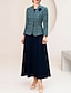 cheap Tea Length-Two Piece A-Line Sheath Column Ankle Length Party Dress Cocktail Dress Wedding Guest Dress Mother of the Bride Dress Long Sleeve V Neck Elegant Vintage Party Formal Woolen with Color Block