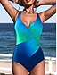 abordables Bañadores de una pieza-Mujer Talla Grande Bañadores Una pieza Trajes de baño Pícaro Traje de baño Frunce Adelgazante Control de barriga Ropa de playa Ombre Degradado de color Sin Mangas Trajes de baño