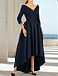 economico Lunghezza del tè-Vestito da festa a lunghezza terra in stile A abito da cocktail abito per invitata a matrimonio abito per madre della sposa maniche 3/4 spalle scoperte elegante vintage festa con pieghe