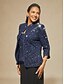 preiswerte Blusenanzüge für Damen-Damen Bluse Elegante Oberteile Twinset Pailletten Spitze Paisley-Muster Elegant Party Dreiviertelarm Mandarinkragen Semi-Formal Formelle Kleidung Abendkleidung Marineblau Frühling Herbst Winter