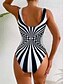 baratos Fatos de Banho 1 Peça-Maiô Feminino de Uma Peça Afinador Monokini em Block de Cores Controle de Barriga Cintura Alta Slim Costas Descobertas Roupas de Praia de Férias Gráfico Geométrico Decote Redondo Sem Mangas