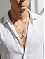 abordables Bijoux pour hommes-Collier géométrique pour homme en acier titane – pendentif double carré élégant, durable et léger, idéal pour les occasions décontractées et formelles.