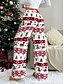 cheap Christmas Bottoms-Christmas Women&#039;s Straight Vacation Vintage Ethnic Style Full Length High WaistPantsUgly Graphic Elk Christmas Tree Drawstring Inelastic Outdoor Vacation Party White Spring Fall Winter Loose Fit