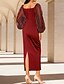 cheap Tea Length-Sheath Column Floor Length Ankle Length Party Dress Cocktail Dress Wedding Guest Dress Mother of the Bride Dress Long Sleeve Square Neck Elegant Vintage Party Formal Velvet with Sequin
