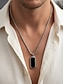 preiswerte Herrenschmuck-Herren-Halskette mit Anhänger aus Edelstahl – sechseckiges Design aus schwarzem Onyx, elegante Kette, perfekt für legere und formelle Anlässe.