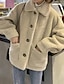 abordables Chaquetas-Mujer Abrigo de invierno Chaqueta de lana Abrigo de peluche Cómodo Bolsillo Elegante Activo Estilo lindo Diario Color sólido Formal Exterior Hogar Regalo Corto Cuello Vuelto Holgado Manga Larga Ropa