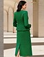 baratos Comprimento do chá-Conjunto de duas peças Vestido coluna até o joelho Vestido de festa Vestido de cocktail Vestido de convidada de casamento Vestido da mãe da noiva Mangas longas decote em V Elegante Vintage Festa