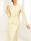 abordables Longueur du thé-Robe fourreau longueur cheville A-ligne robe longueur thé en dentelle robe de bal robe de fête robe mère de la mariée longue manches col rond élégante vintage fête formelle dentelle avec dentelle